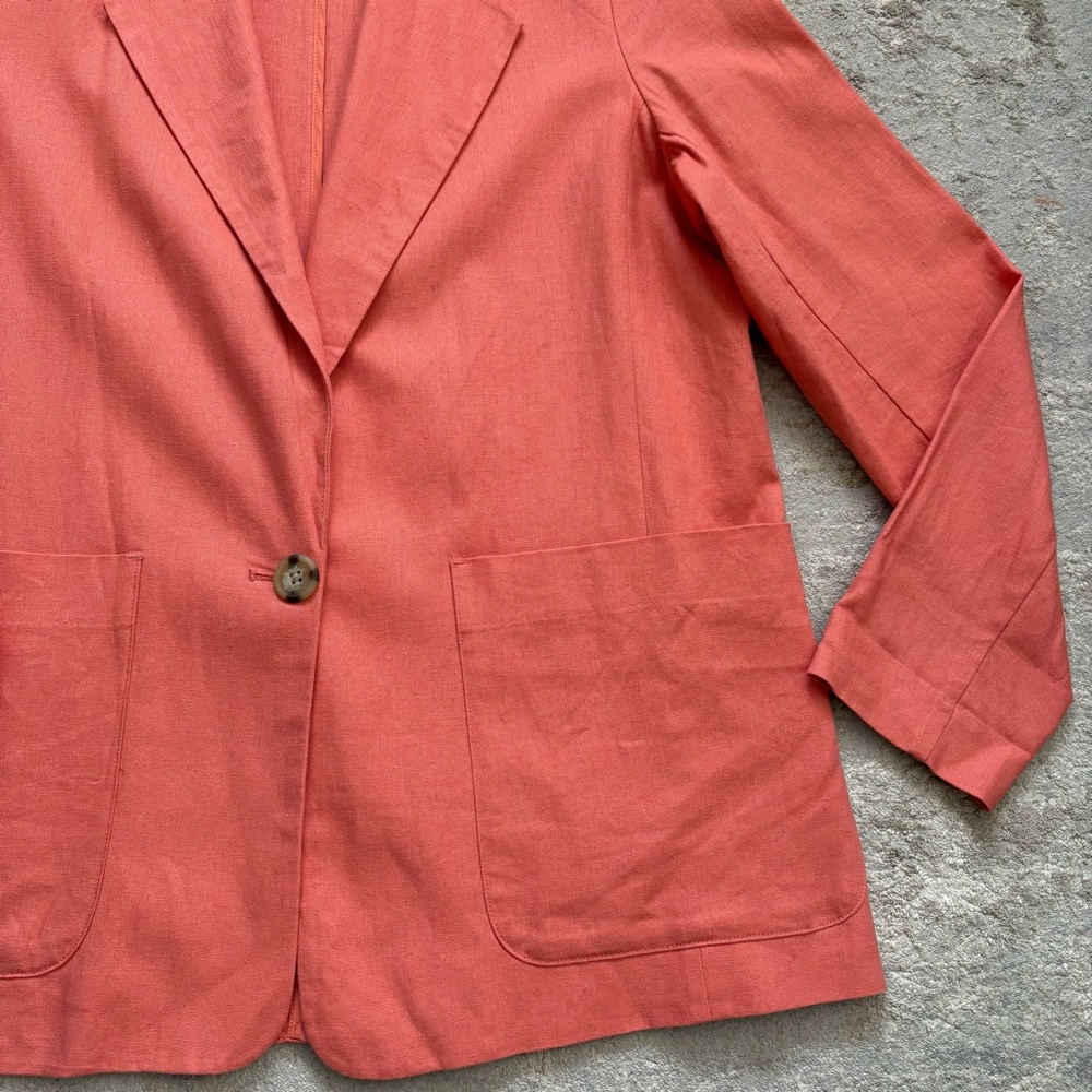Linen Blend A New Day Women’s Coral Single Button Blazer With Pockets Size Large - Picture 7 of 13